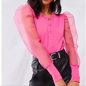 Organza sweater knit top